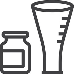 Chemical glassware and lab analysis on white background