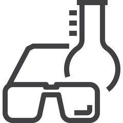 Chemical glassware and lab analysis on white background