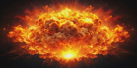 of fiery magma explosion with intense heat and flames , magma, fire, ember, high temperature, heat, explosion, rendering,lava