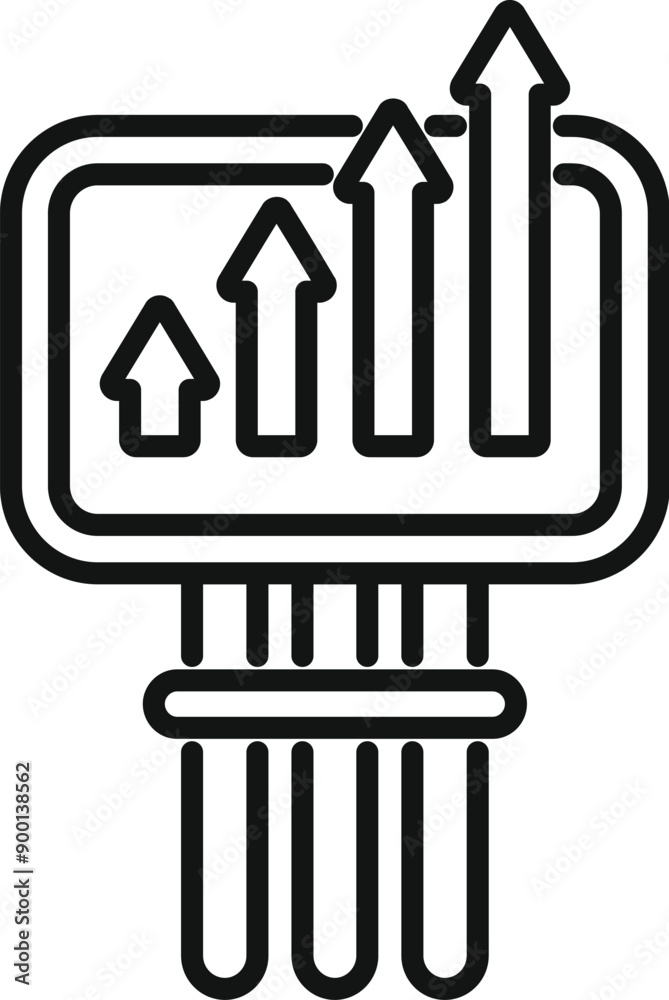 Poster server room monitoring system is displaying increasing uptime, represented by upward trending arrows