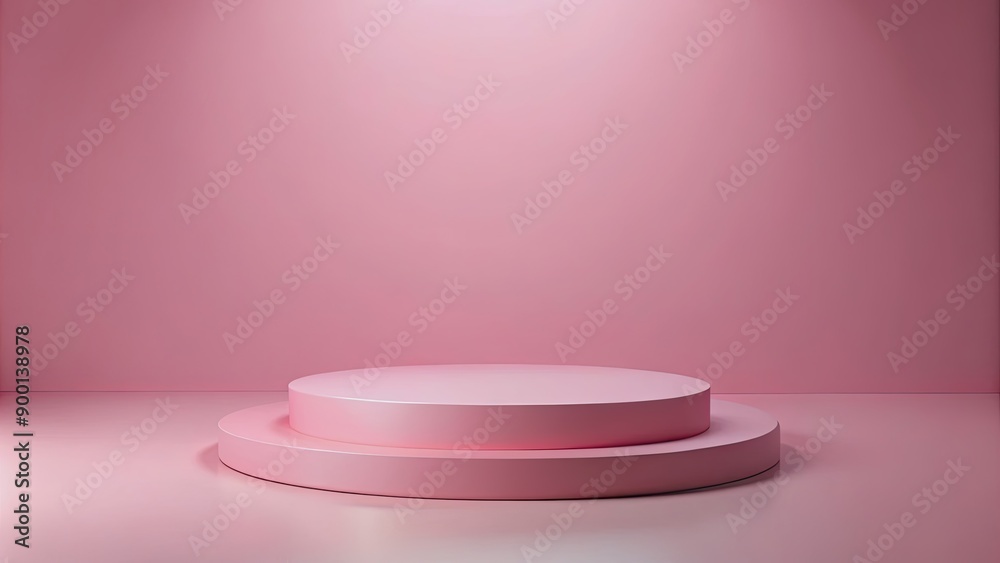 Wall mural Empty round pink podium for displaying products, rendering, podium, pink, round, empty, product display, showcase