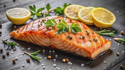 Grilled salmon fillet with lemon , seafood, healthy, delicious, gourmet, cuisine, cooking, barbecue, appetizing, dinner