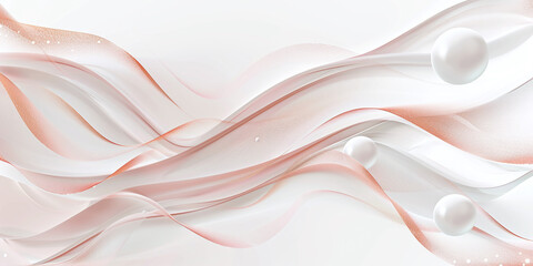 Obraz premium Rose Gold and White Abstract Background with Flowing Lines