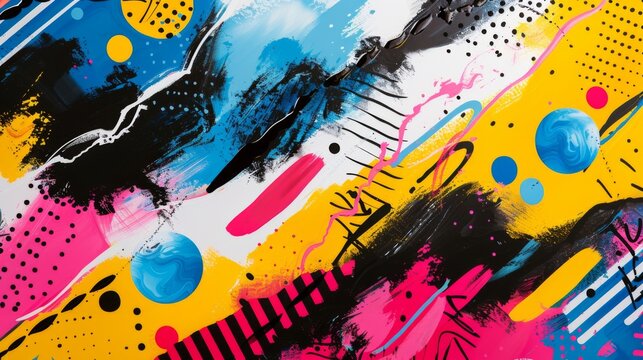 Bold and bright abstract design with high contrast and striking color combinations