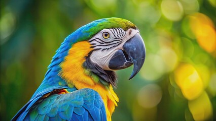 Colorful parrot with a blue beak and a yellow beak, parrot, colorful, bird, tropical, blue, yellow, beak, feathers, vibrant
