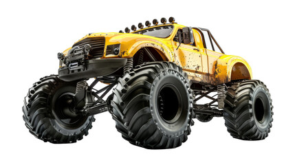 yellow monster truck on transparent background
