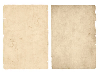 Vintage old paper sheets or parchment with ripped torn edges. Antique ragged worn paper background textures