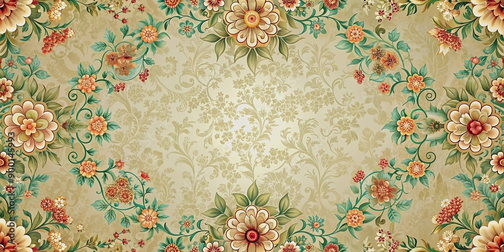 Canvas Prints Intricate background design with floral ornament , background, design, pattern, texture, decoration, intricate, elegant