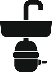 Obraz premium Simple icon of a water filter system being installed under a sink, providing clean and healthy drinking water