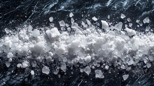 Potassium nitrate close-up as a white powder