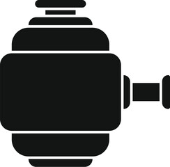 Black silhouette of a car starter motor converting electrical energy into mechanical energy