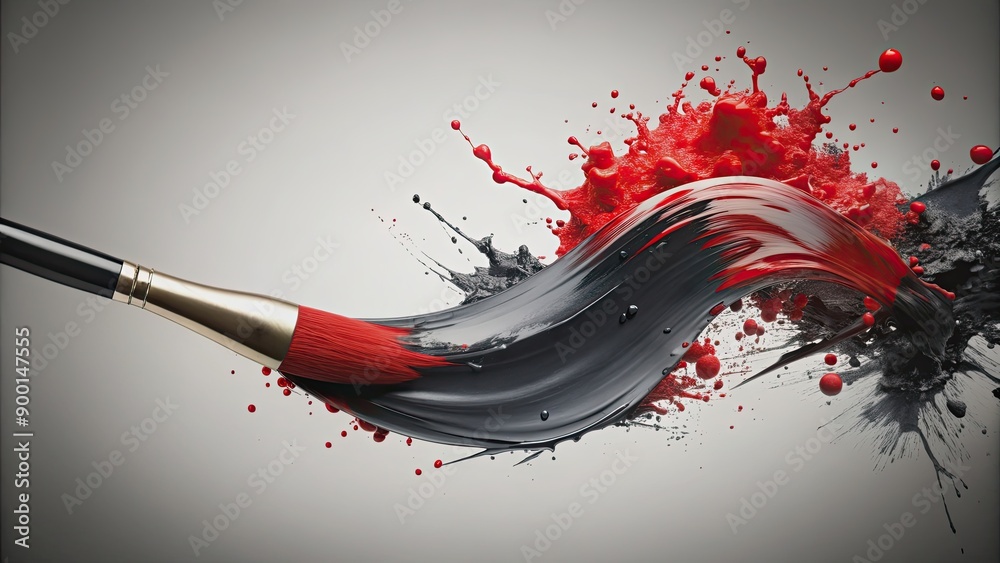 Poster abstract black paint splash with japanese brush strokes , art, paint, splash, brush strokes, japanes