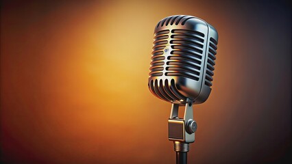 Retro style microphone on solid background, vintage, audio equipment, broadcast