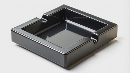 square black ashtray with modern design , ashtray,square, black,modern, sleek, stylish, smoking, container, cigarette
