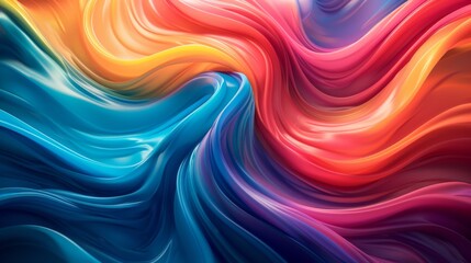 Obraz premium Vibrant rainbow swirl with fluid gradients and bold, dynamic shapes