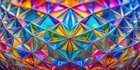 Fototapeta premium Vibrant glass crystal pattern, , colourful, glass, crystals, geometric, abstract, pattern, grid, translucent, vibrant, shiny