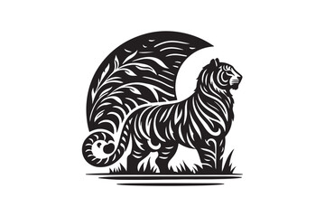 Minimal, Stylish Modern Trendy Creative Vector Silhouette of Tiger illustrations