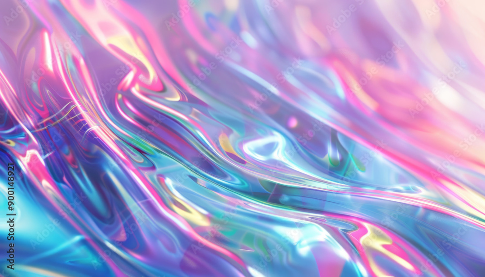 Sticker colorful abstract iridescent surface with liquidlike waves