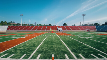 Obraz premium Football Field with Distant Goalposts