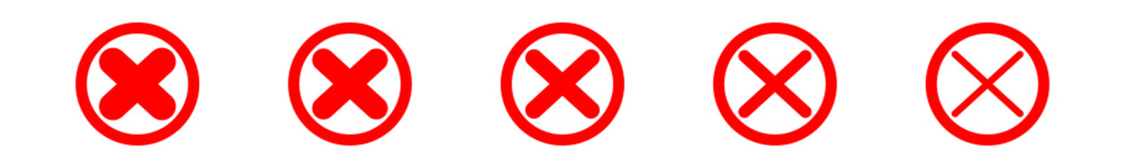 cross red icon vector isolated on white background. x text for symbol or mark decoration element on application or web illusttration no choice button on examination 