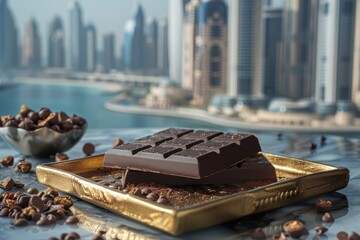 Dark Chocolate Bar with City Skyline