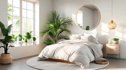 Guest bedroom, welcoming and cozy setup, 3D illustration