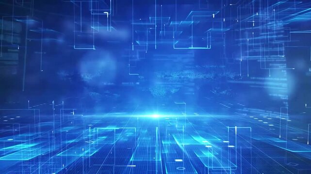 Ground Abstract perspective grid. Digital background in retro style. Cyber ​​​​landscape on blue background. 3d rendering.