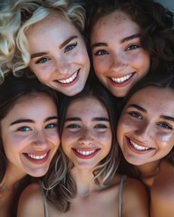 Fototapeta premium Radiant Group of Smiling Caucasian Women Enjoying Friendship and Camaraderie
