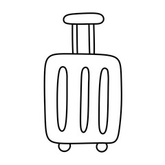 Hand drawn doodle Baggage line icon travel luggage bag sign.