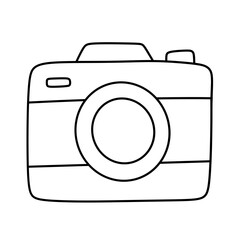 Hand drawn doodle Photography camera line icon.