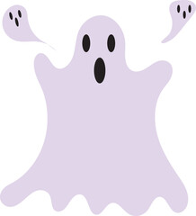 Cute baby ghost, zombie, and octopus cartoon characters smiling happily in vector art design