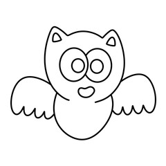 Hand drawn doodle halloween bat line icon.