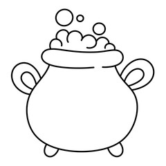 Hand drawn doodle halloween Witch pot line icon.