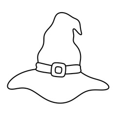 Hand drawn doodle halloween witch hat line icon.