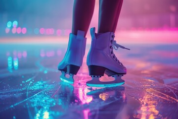Ice Skating Under Neon Lights