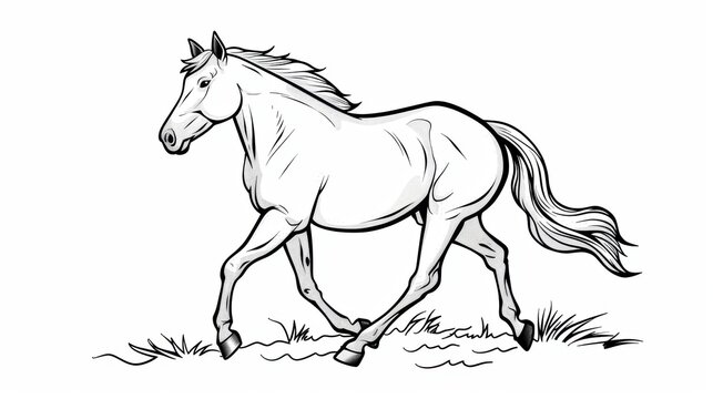 recommend clip art: A White Horse Running Through Grass