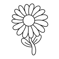 Hand drawn doodle flower icon line.