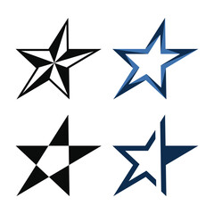 Set of modern abstrack star logo design. Premium Vector