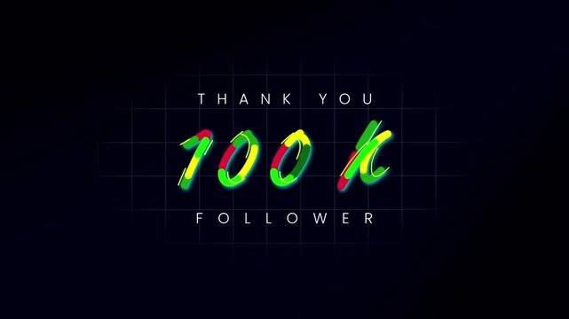 motion graphic thank you 100k followers with looping lines