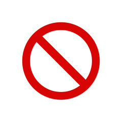 Icon symbol ban and forbidden. Circle sign stop entry and slash line isolated on white background. Mark prohibited. Round cross logo restrict entrance. Vector illustration