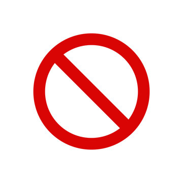 Icon symbol ban and forbidden. Circle sign stop entry and slash line isolated on white background. Mark prohibited. Round cross logo restrict entrance. Vector illustration
