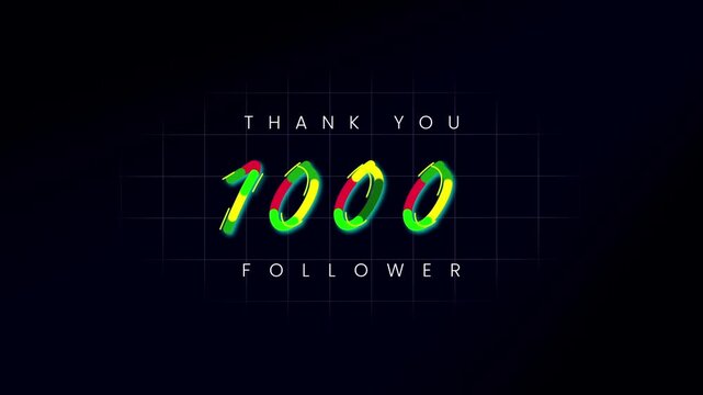 motion graphic thank you 1000 followers with looping lines