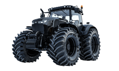 Big Powerful Agricultural Tractor Isolated on Transparent PNG Background, Generative AI. 