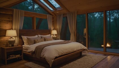 luxury wooden bed room. Luxury Modern Bedroom Interior At Night3