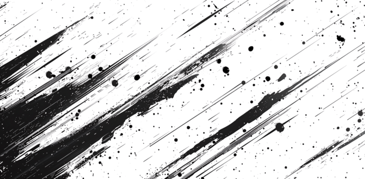 Abstract Grunge Splatter Line Pattern on white and transparent background