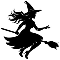 witch flying on a broom