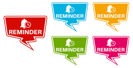 Set collections reminder trendy colorful icon sign. time notice labels design template Vector illustration