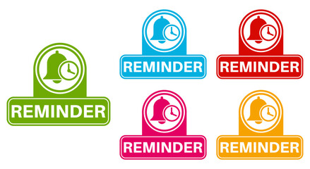 Set collections reminder trendy colorful icon sign. time notice labels design template Vector illustration