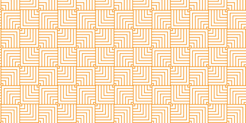Vector overlapping Pattern Minimal diamond geometric line waves abstract wave line. seamless gold and yellow color tile stripe overlap creative retro square line fabric pattern white background.