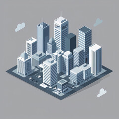 Isometric city with soft illustration